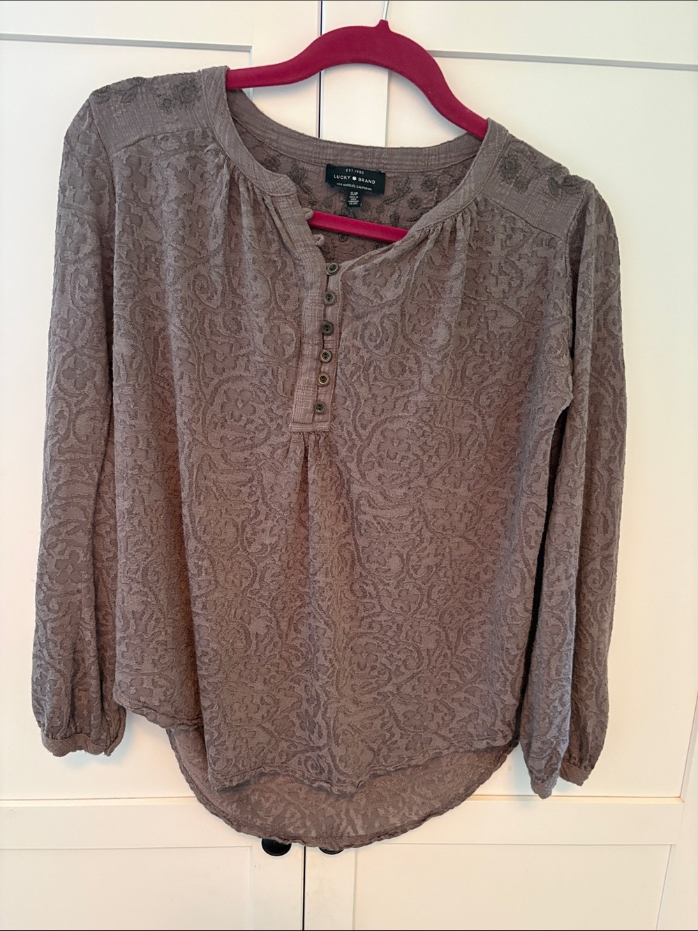 Lucky Brand Textured Henley Long-Sleeve Top